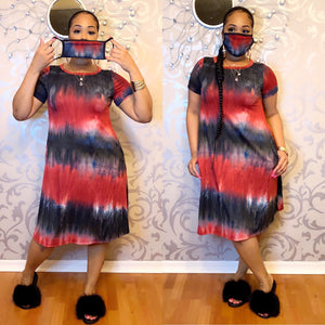 Protected Tie Dye Dress  - Red