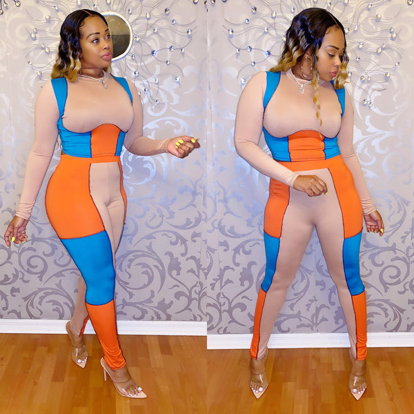 Orange & Blue Long Sleeve Set