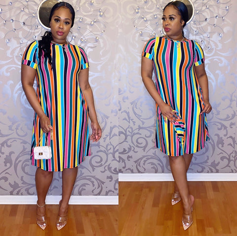 Protected Stripes Dress - Multi