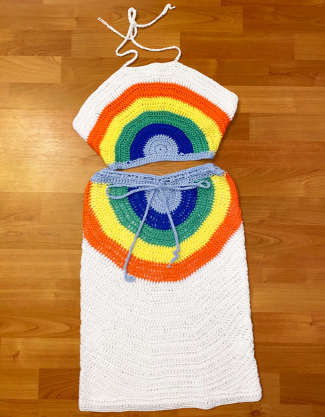 Rainbow Crochet Skirt Set