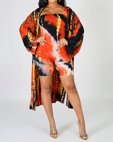 Flame Romper Cardigan Set