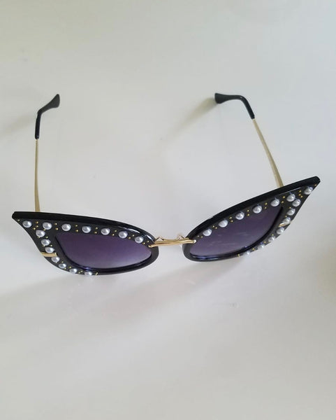 Black Cat Eye Pearl Glasses