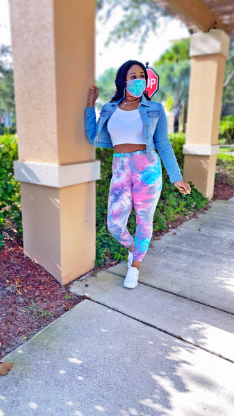 Tie Dye Jogger And Mask Set