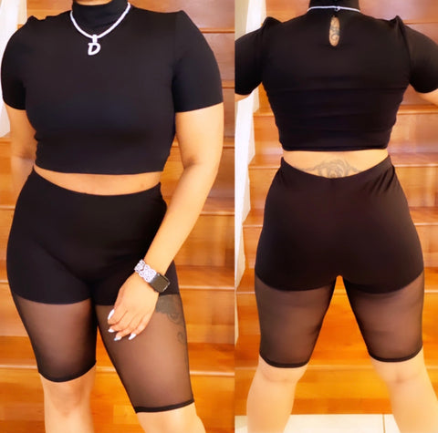 Girls Love Black Shorts Set